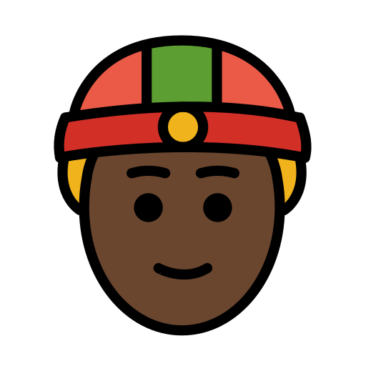 Man With Gua Pi Mao: Dark Skin Tone on OpenMoji