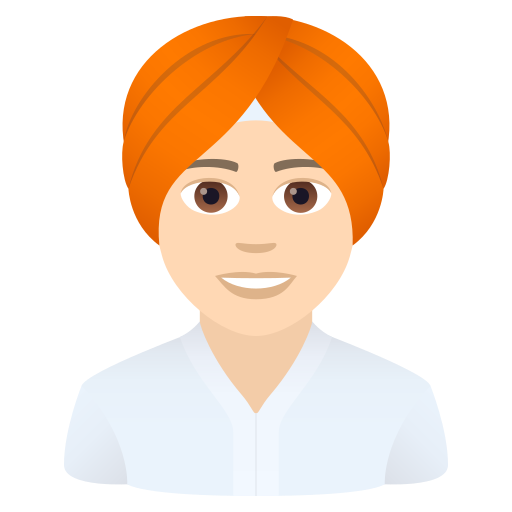 Man With Turban: Light Skin Tone on JoyPixels
