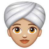 Woman Wearing Turban: Medium-Light Skin Tone on WhatsApp