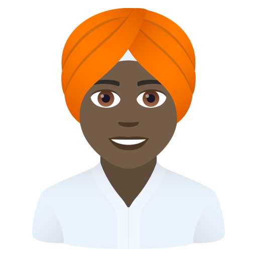 Man With Turban: Dark Skin Tone on JoyPixels