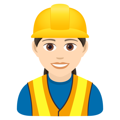 Woman Construction Worker: Light Skin Tone on JoyPixels