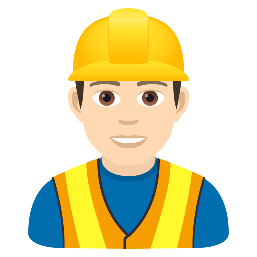 Man Construction Worker: Light Skin Tone on JoyPixels