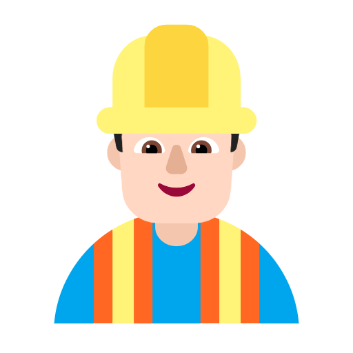 Man Construction Worker: Light Skin Tone on Microsoft Fluent