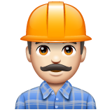 Man Construction Worker: Light Skin Tone on WhatsApp