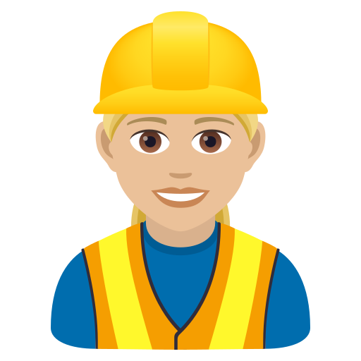 Woman Construction Worker: Medium-Light Skin Tone on JoyPixels