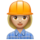 Woman Construction Worker: Medium-Light Skin Tone on WhatsApp