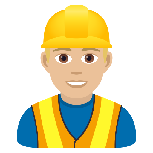Man Construction Worker: Medium-Light Skin Tone on JoyPixels