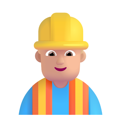Man Construction Worker: Medium-Light Skin Tone on Microsoft 3D