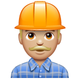 Man Construction Worker: Medium-Light Skin Tone on WhatsApp
