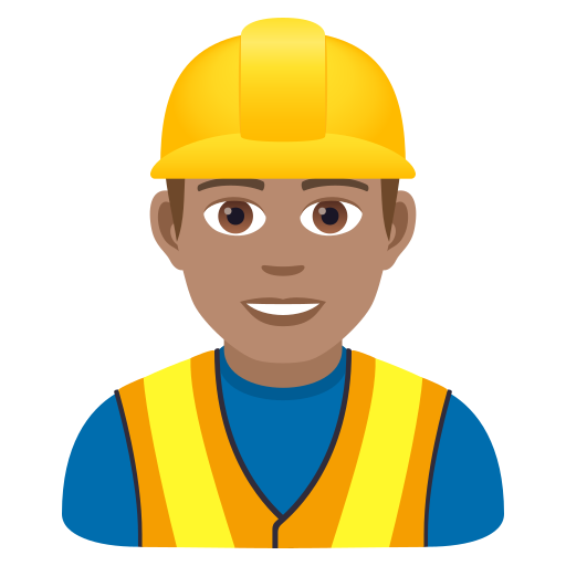 Man Construction Worker: Medium Skin Tone on JoyPixels