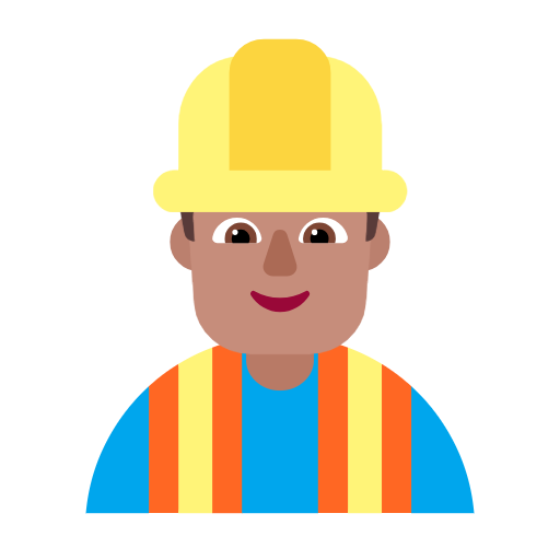 Man Construction Worker: Medium Skin Tone on Microsoft Fluent