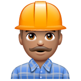 Man Construction Worker: Medium Skin Tone on WhatsApp