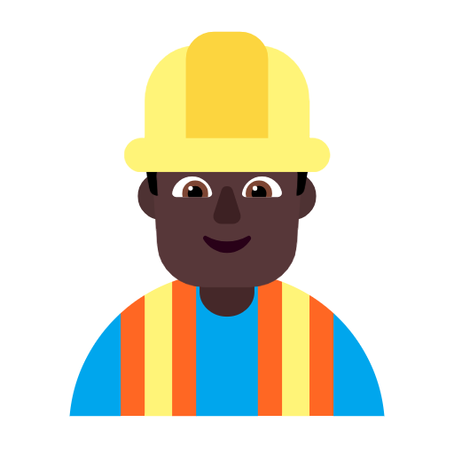 Man Construction Worker: Dark Skin Tone on Microsoft Fluent