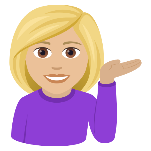 Woman Tipping Hand: Medium-Light Skin Tone on JoyPixels