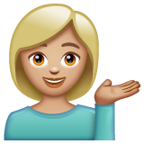 Woman Tipping Hand: Medium-Light Skin Tone on WhatsApp