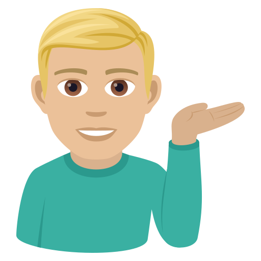 Man Tipping Hand: Medium-Light Skin Tone on JoyPixels