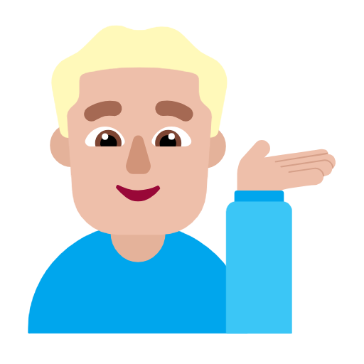 Man Tipping Hand: Medium-Light Skin Tone on Microsoft Fluent