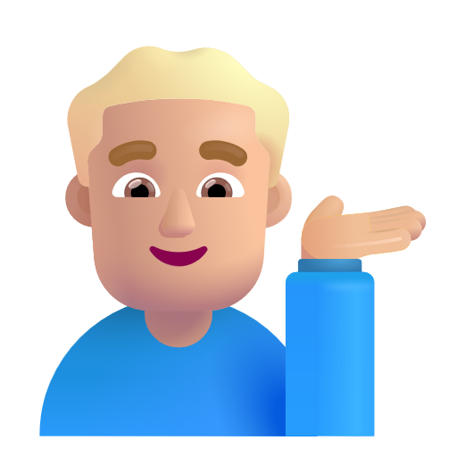 Man Tipping Hand: Medium-Light Skin Tone on Microsoft 3D