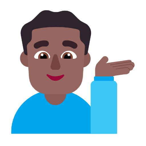 Man Tipping Hand: Medium-Dark Skin Tone on Microsoft Fluent