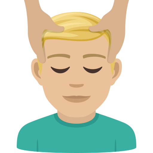 Man Getting Massage: Medium-Light Skin Tone on JoyPixels
