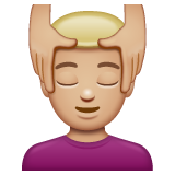 Man Getting Massage: Medium-Light Skin Tone on WhatsApp
