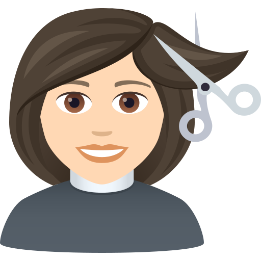 Woman Getting Haircut: Light Skin Tone on JoyPixels