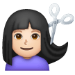 Woman Getting Haircut: Light Skin Tone on Samsung