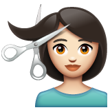Woman Getting Haircut: Light Skin Tone on WhatsApp
