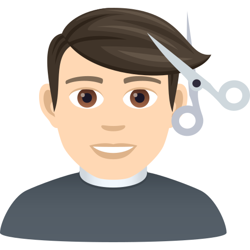 Man Getting Haircut: Light Skin Tone on JoyPixels