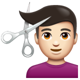 Man Getting Haircut: Light Skin Tone on WhatsApp