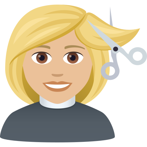 Woman Getting Haircut: Medium-Light Skin Tone on JoyPixels