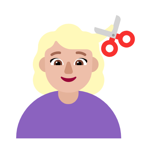 Woman Getting Haircut: Medium-Light Skin Tone on Microsoft Fluent