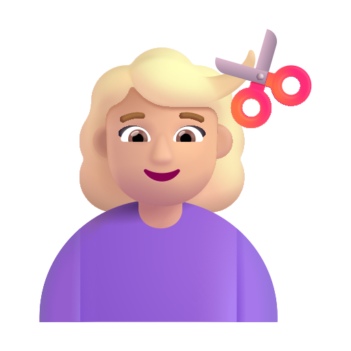 Woman Getting Haircut: Medium-Light Skin Tone on Microsoft 3D
