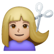 Woman Getting Haircut: Medium-Light Skin Tone on Samsung
