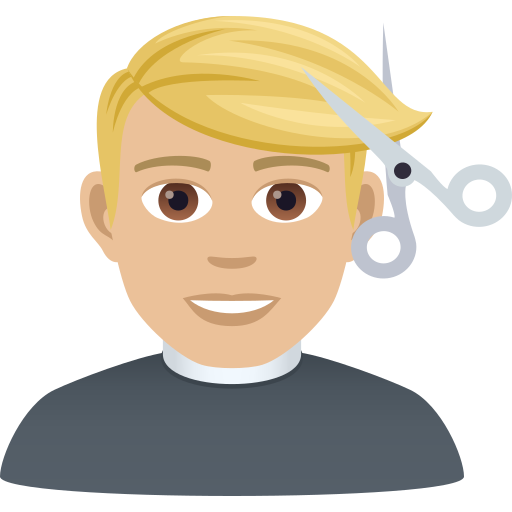 Man Getting Haircut: Medium-Light Skin Tone on JoyPixels