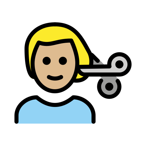 Man Getting Haircut: Medium-Light Skin Tone on OpenMoji