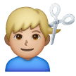 Man Getting Haircut: Medium-Light Skin Tone on Samsung