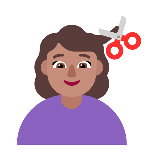 Woman Getting Haircut: Medium Skin Tone on Microsoft Fluent