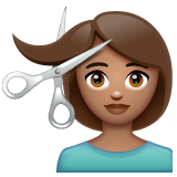 Woman Getting Haircut: Medium Skin Tone on WhatsApp