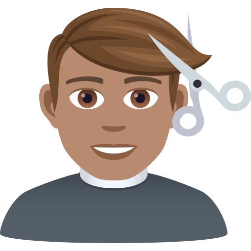 Man Getting Haircut: Medium Skin Tone on JoyPixels