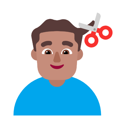 Man Getting Haircut: Medium Skin Tone on Microsoft Fluent