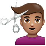 Man Getting Haircut: Medium Skin Tone on WhatsApp
