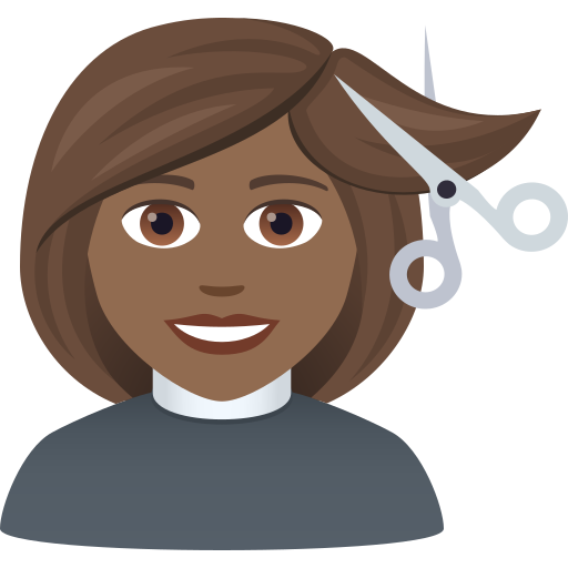 Woman Getting Haircut: Medium-Dark Skin Tone on JoyPixels
