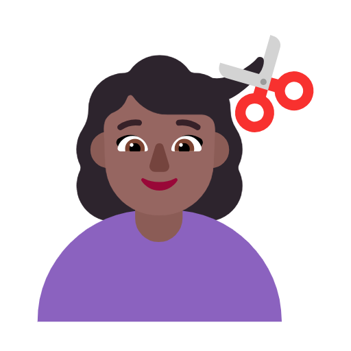 Woman Getting Haircut: Medium-Dark Skin Tone on Microsoft Fluent