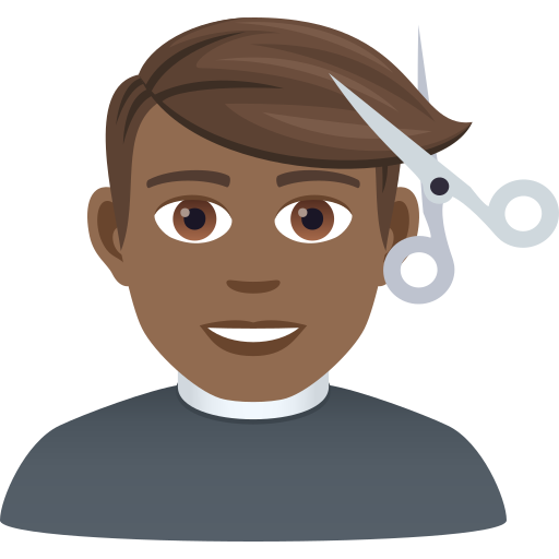 Man Getting Haircut: Medium-Dark Skin Tone on JoyPixels