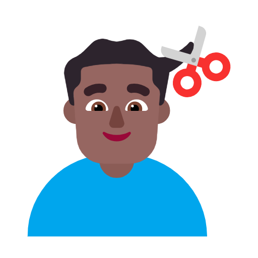 Man Getting Haircut: Medium-Dark Skin Tone on Microsoft Fluent