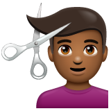 Man Getting Haircut: Medium-Dark Skin Tone on WhatsApp