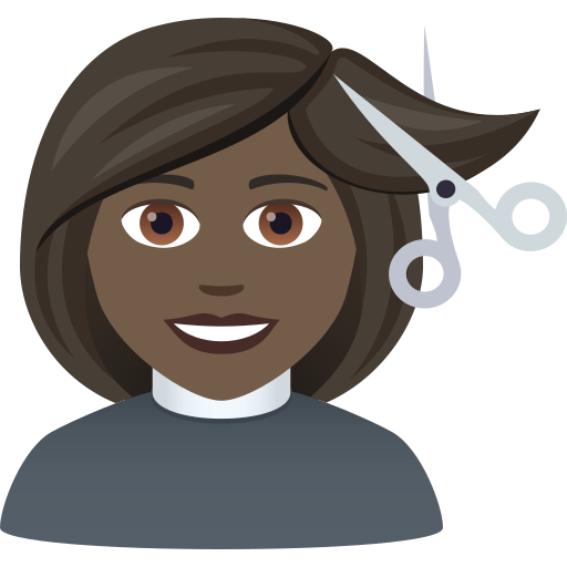 Woman Getting Haircut: Dark Skin Tone on JoyPixels