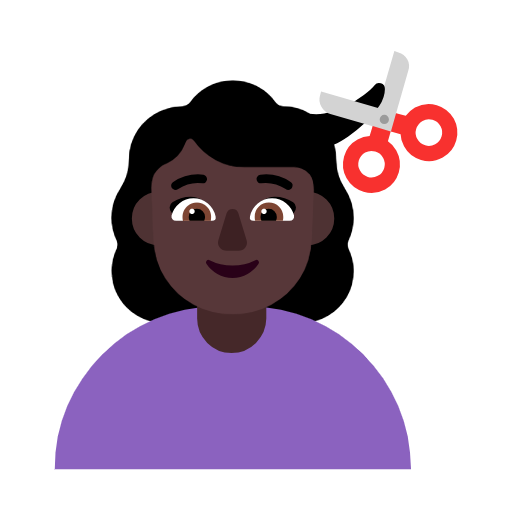 Woman Getting Haircut: Dark Skin Tone on Microsoft Fluent