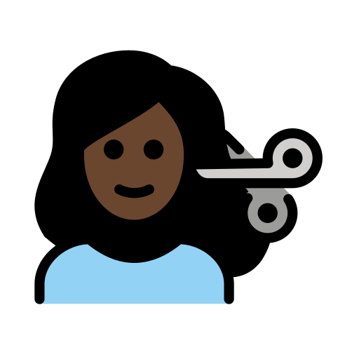 Woman Getting Haircut: Dark Skin Tone on OpenMoji